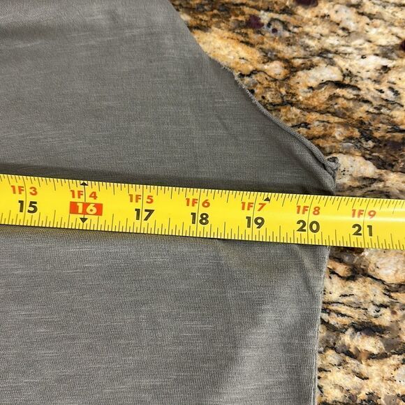 Made In Italy Olive Green V-neck Raw Edge Tunic Top One Size - Picture 6 of 7